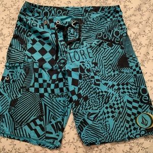 Volcom Blue Pattern Mens Swimming Trunks Size 32
